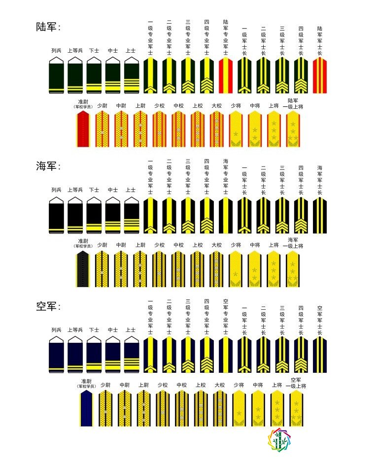 中国解放军肩章级别图图片