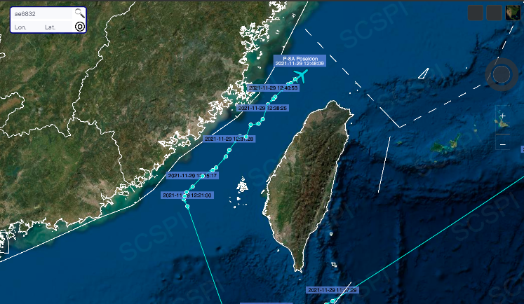 美军侦察机罕见穿越台湾海峡