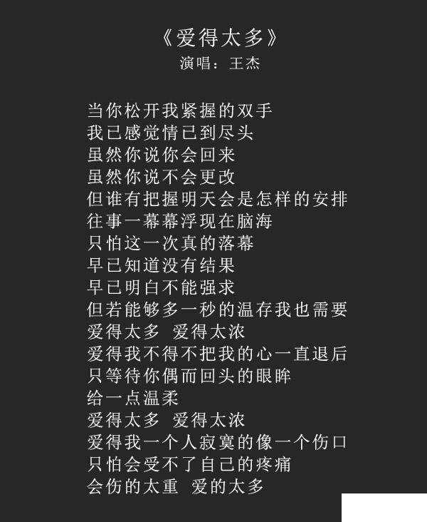 爱得太多歌词